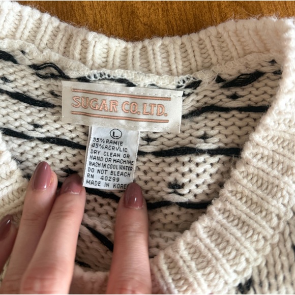 Vintage 80s Sugar Co Ltd Knit Sweater Vest Floral Cottagecore Cream - Picture 12 of 13